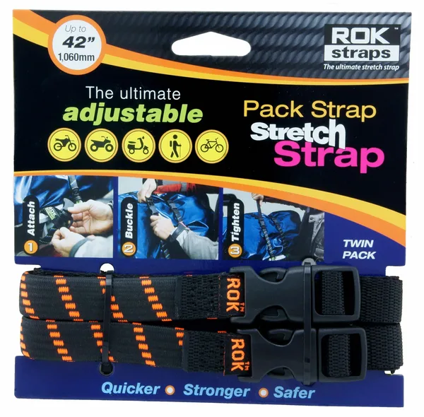 ROK Straps MED-DUTY BLK/ORG 42 X 5/8